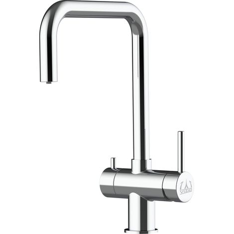Rubinetto 3 vie miscelatore lavello cucina VIZIO in Acciaio INOX Lucido per utilizzo con sistemi filtro canna a N - ACCIAIO CHIRURGICO AISI 316