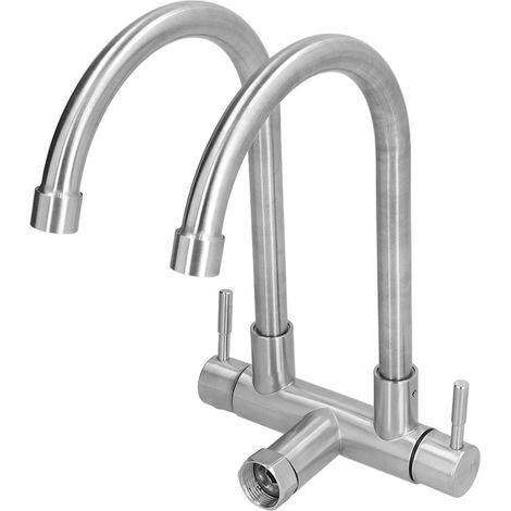 Robinet de Bassin 304 à Double Bec Rotatif 360° G3/4 pour Cuisine et Salle de Bain (1/5)