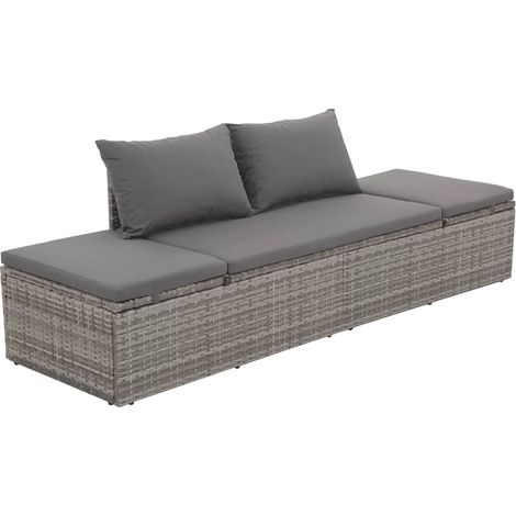 vidaXL Cama de jardín 195x60 cm ratán sintético gris (1/2)