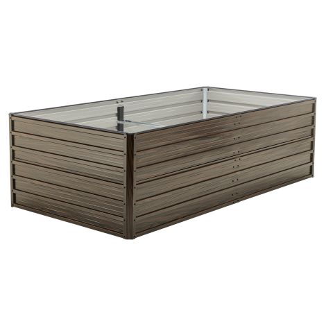 Grand carré potager surélevé en métal 219x112x64cm bac à fleurs avec fond ouvert kit de lit de culture robuste en acier résistant aux intempéries et à la rouille pour légumes fleurs patio jardin motif (1/5)