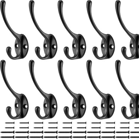 Ganchos de pared, juego de 10, ganchos de metal resistentes, adecuados para la sala de estar, el baño, la cocina y el dormitorio. Se pueden usar para colgar toallas, sombreros, llaves, ropa, bolsos, e (1/4)