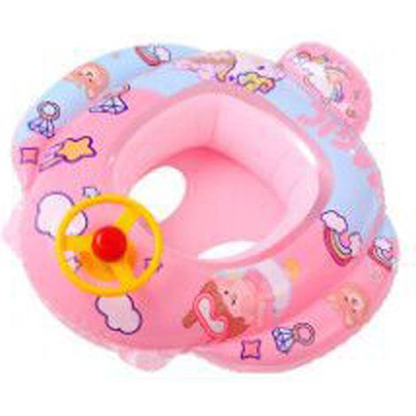 Anneau Gonflable Pour Bébé - Anneau De Bain En Forme De Voiture Avec Volant Rotatif Et Klaxon - Pour Piscine Jardin Plage - 1 Pièce (1/5)