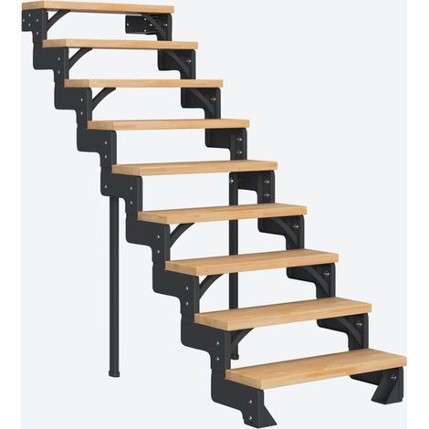 Dolle Modultreppe Gardentop Innen Buche 9 Stufen 162-198cm Geschosshöhe 85cm Stufenbreite ohne Geländer (1/4)