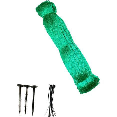 Malla para pájaros, malla verde para jardín de 2x10 m, malla de protección para plantas, protege plantas, frutas, flores y verduras, agujeros de 15 mm. (1/5)