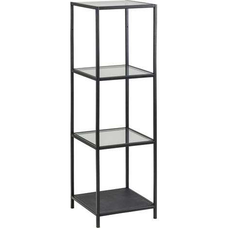 Etagère 4 niveaux 35x37x119,5 cm en verre et métal noir - FYNCA
