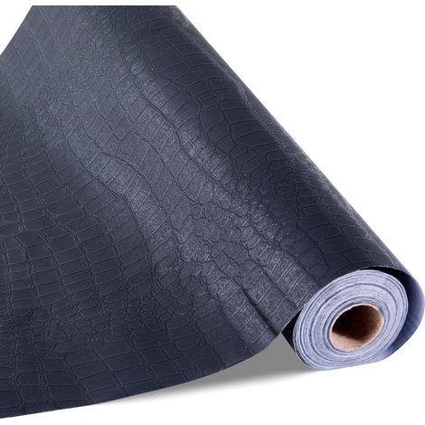 Papier Peint Adhésif Mural, 40 cm x 10 m, Rouleau Papier Peint Autocollant Vinyle, Motif Texture Craquelée Noire, Imperméable, pour Revêtement Mural, Chambres, Cuisines, Salles de Bain, Bureaux (1/5)