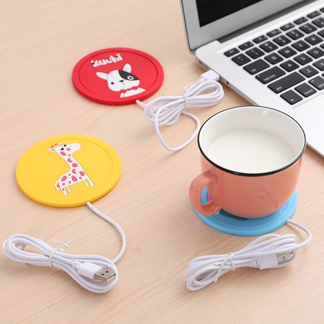 Set de 6 dessous de verre chauffants USB en silicone, motif animal mignon antidérapant, tapis réchaud pour boissons (1/5)