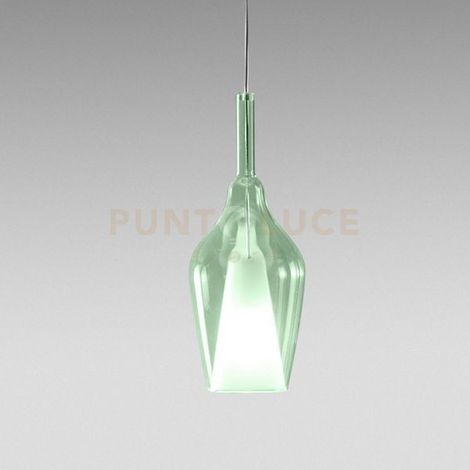 OFELIA S/12 - VETRO VERDE TRASPARENTE E PORTALAMPADA BIANCO 1 LUCE ATTACCO G9 CAVO TRASPARENTE SENZA BASE DI ATTACCO D.18,5CM H.47,5M