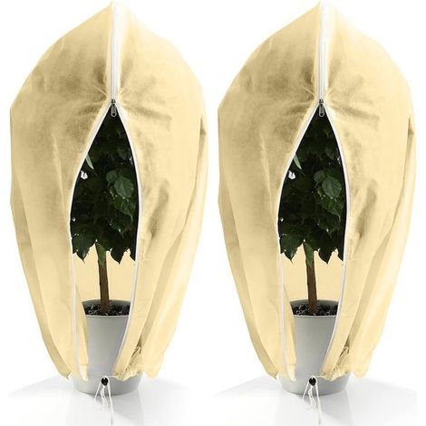 Housse de plante - 2 pièces - Protection des plantes - Housse de plante contre le gel - Polyester - Housse de protection hiver arbre/plante - Met Rits et Aantrekkoord - Pour plantes et arbustes - 9015 (1/5)