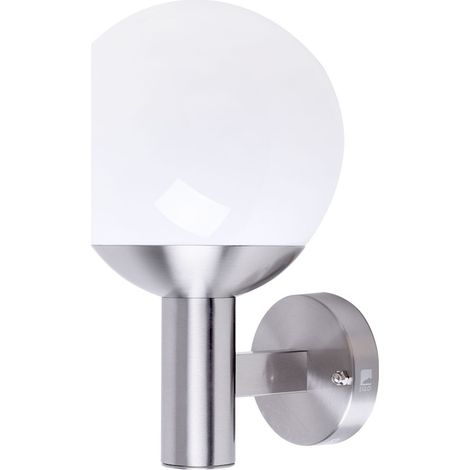 Applique murale Applique murale Lampe boule Lampe d'extérieur Éclairage d'entrée Smart LED Acier inoxydable, plastique blanc, Contrôle par application, 1x 9 watt 806 lm, HxL 31,5x20 cm (1/8)