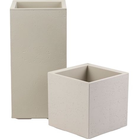 Set Betonique Pflanzgefäße auf Rädern, Betonsäule, beige, 2 Stück.