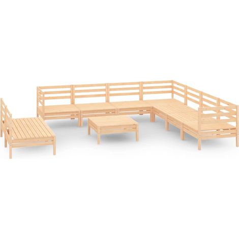 Set di mobili da giardino mobili da esterno 10 pezzi legno di pino massiccio 020015214