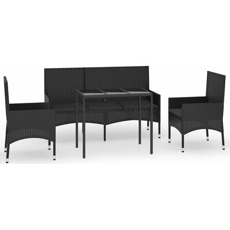 Maison Exclusive - 4-tlg. Garten-Lounge-Set mit Kissen Schwarz Po