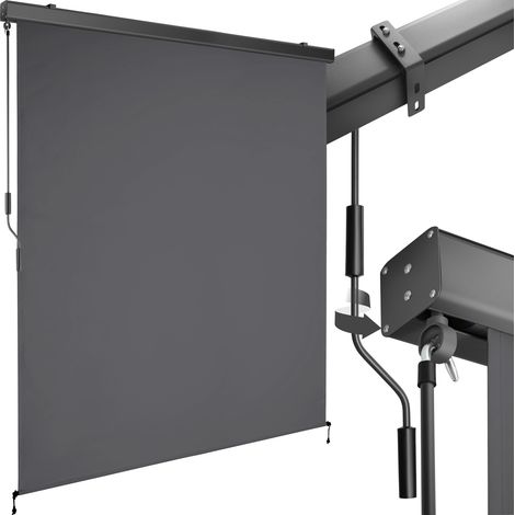 Store banne verticale 2 supports muraux 160 x 250 cm gris foncé