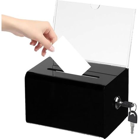 Caja de ahorros con cerradura y llave, dispensador multifuncional tarjetas visita, ahorrar dinero (16 × 10 × 12 cm) ambiente anónimo organizado (1/5)