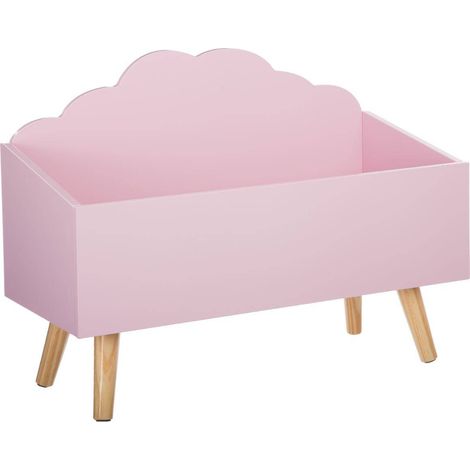 Atmosphera – Coffre de rangement nuage rose 58x28x45 cm – MDF et bois – Rangement jouets et livres – Meuble décoratif pour chambre enfant