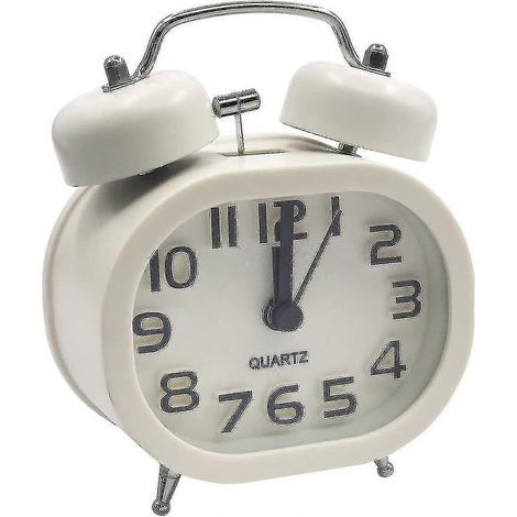 Lautloser Retro-Quarzwecker, analoger Reisewecker mit Doppelklingel, Metall (1/5)