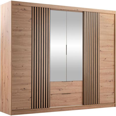 Armoire Honolulu 247 , 213x250x60cm, Portes d'armoire: Coulissantes, Avec des charnières, Nombre d'étagères: 0