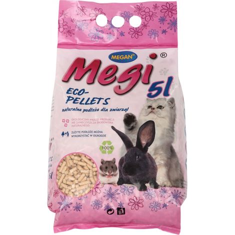 Megan  Megi Eco Pellets  Sustrato natural para animales 5L - Arena de madera 5L