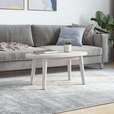 Maison Exclusive - Piano Tavolo Bianco 70x35x2,5cm in Legno Massello di Pino Ovale