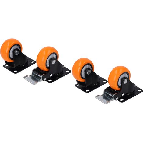 4 roulettes pivotantes robustes avec plaque supérieure en PVC et 2 roulements à billes, capacité de charge de 363 kg (800 lb), diamètre 7,6 cm (3 po). (1/5)