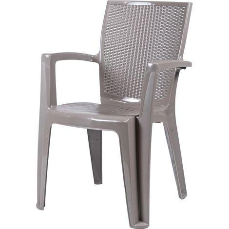 sedia da esterno con schienale medio "comfort giava" in polipropilene taupe 58x46x90 cm (1/4)