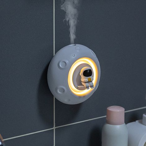 Diffuseur d'Huiles Essentielles avec Fonction Humidificateur et Minuterie - Lampe Veilleuse Astronaute Blanc