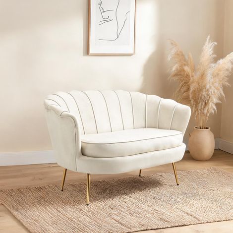 Canapé crème en polyester 130 x 77 x 77 cm (1/5)