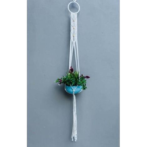 Soporte para flores de macramé de color crema individual (1/5)