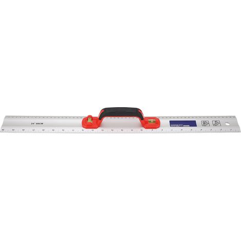 Règle droite en aluminium avec poignée, bulle centimètre pouce métal pour découpe, outils de mesure multifonctions pour traçage (1/5)