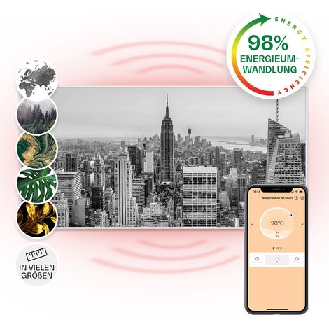 Klarstein Air Art Smart Chauffage Infrarouge, 700W Radiateur Electrique pour Maison, Contrôle via l'Application IoT/WiFi, Détection de Fenêtre Ouverte, Chauffage Mural, Thermostat, Econome, Sans CO2