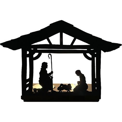 Kerzenhalter aus Schmiedeeisen, Weihnachtskerzenhalter, Krippen-förmiger Kerzenhalter, Teelichthalter, Dekorative Weihnachtsartikel und Geschenke, Schmiedeeisen, Modell B (1/5)