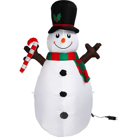 Bonhomme de neige gonflable de 1,6 m avec effets lumineux, décoration extérieure gonflable 220-240 V pour jardin et pelouse. (1/5)