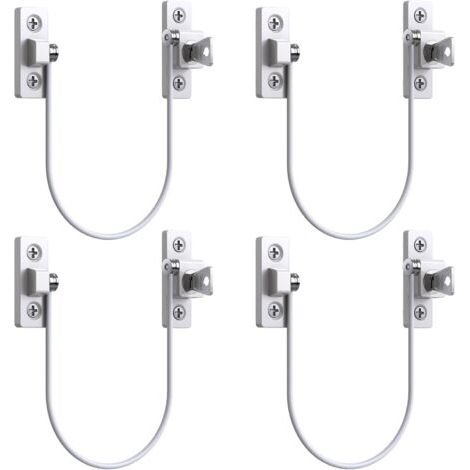 4pcs Entrebâilleur Fenêtre Porte Restricteur de Porte de Fenêtre Verrou Fenetre UPVC Verrouillage de Limite Verrou de Sécurité Câble Serrure de Limite Avec Clé et Vis (1/5)