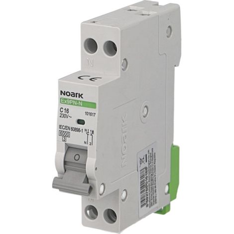 Disjoncteur modulaire phase neutre 16A courbe C 6kA Noark Ex9PN-N