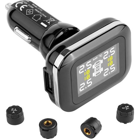 Reifendrucküberwachungssystem für Wohnmobile, 7,3–87 psi Anhänger-TPMS, universelles kabelloses Autoalarmsystem wasserdichtes TPMS-Sensorset mit 4 Sensoren 5 Alarmmodi Echtzeitanzeige (1/5)