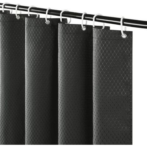 (180x200cm)Rideau de Douche Tissu Anti Moisissure et Lavable Gris Foncé Gaufre Épais Rideaux de Bain Imperméable en Polyester pour Baignoire Salle de (1/5)