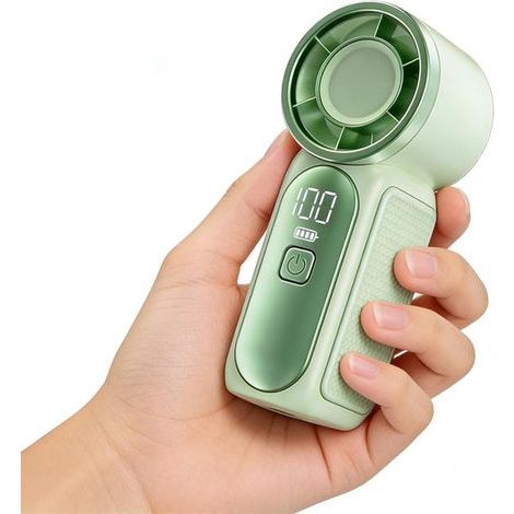 Mini ventilateur portable à main, 6 vitesses, 16 900 tr/min, haute vitesse, essentiel pour l'été, avec écran LED, rechargeable par USB, avec cordon pour maquillage, voyage, extérieur, cadeau pour (1/5)