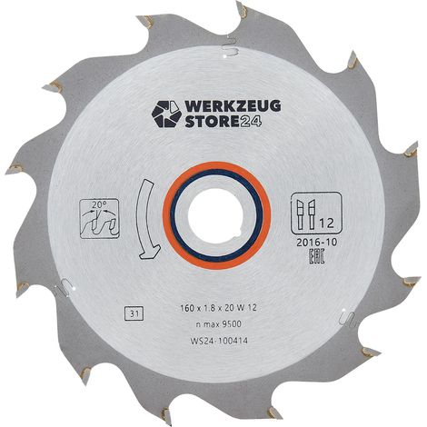 WS24 HM-Hoja de sierra circular para madera 160 x 1,8 x 20 WZ 12 - WS24-100414 (1/2)