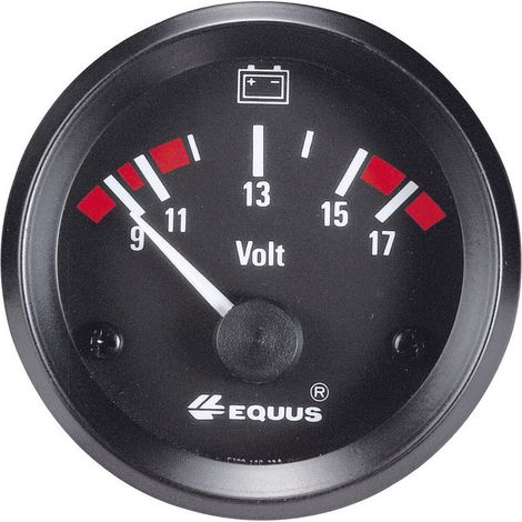 Equus 842060 Kfz Einbauinstrument Voltmeter Messbereich 9 - 17 V Standart Gelb, Rot, Grün 52 mm