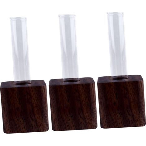 Glas Hydroponik Blumenvase Mit Holzsockel Kreativer Testrohr