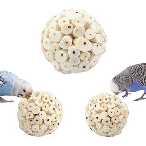 Lot de 3 balles Sola naturelles à mâcher, jouet à mâcher pour perroquet, perruche, pinson, ara, oiseau