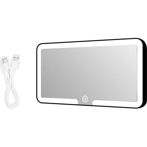 Miroir Pare Soleil Voiture, Miroir de Courtoisie Voiture avec 3 Modes Lumières LED Rechargeable, Miroir de Maquillage Voiture pour Pare-Soleil de Voiture, Dossier de Siège (Noir)