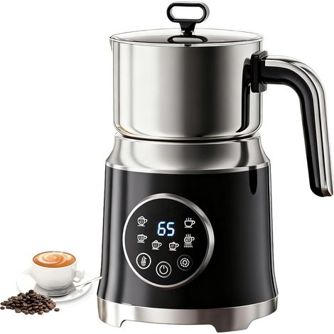 Mousseur à lait et cuiseur vapeur, mousseur à lait électrique amovible grande capacité, mousseur à lait automatique chaud et froid, machine à chocolat chaud, sans BPA