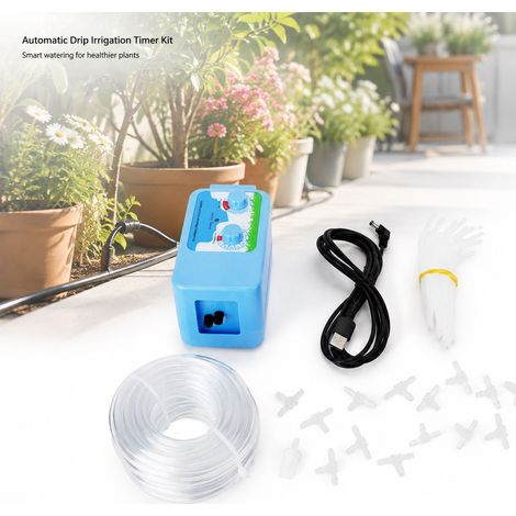 Toivize-Programmateur d'arrosage - Système goutte-à-goutte automatique avec pompe, tuyau 10m et 12 goutteurs, ABS (1/4)