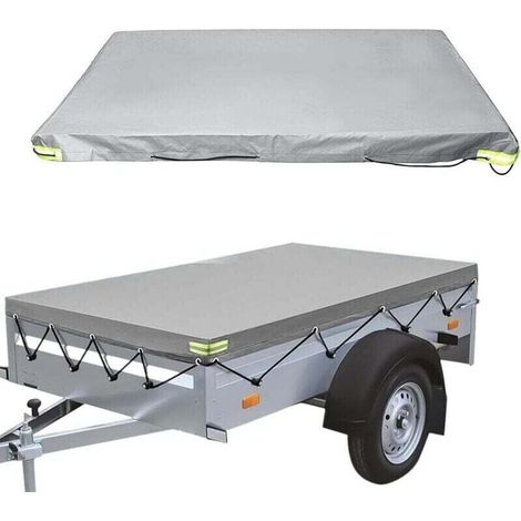 Bâche plate pour remorque - 21412213cm - 420 D - Étanche à la poussière - Pour remorque de 750 kg - Gris