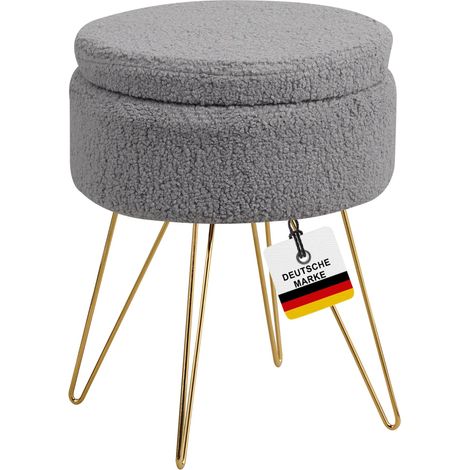 Albatros Hocker mit Stauraum Cannes Sitzhocker mit Stauraum, Modernes Design, Edler Sherpa-Bezug Sitztruhe Sitzbank mit Stauraum optimal als Fußhocker Hocker Schminktisch, Grau (1/5)