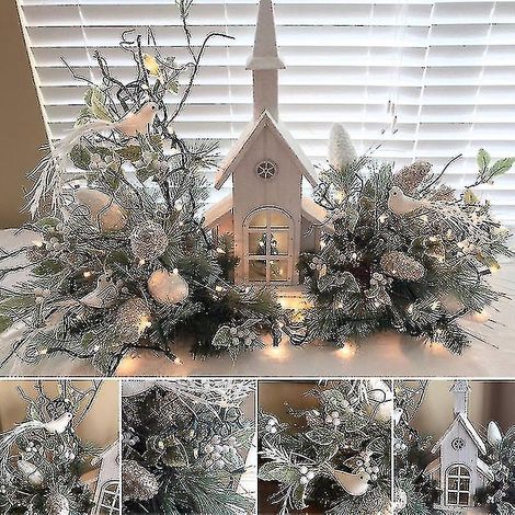 Décor de table hivernal sapin bouleau centre de table, ornement de Noël pour maison, décoration festive, pièce maîtresse naturelle (1/4)