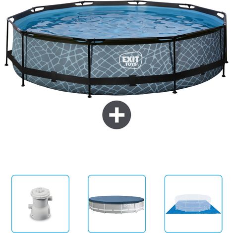 Exit Pool Rund - Steinoptik - 360x76 cm - 4-teilig SCB88 (1/4)