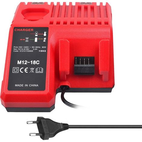 Caricabatterie per batteria agli ioni di litio FOREHILL M12-18C per Milwaukee 12V 14.4V 18V C1418C 48-11-1815/1828/1840 M18 M14 M12 (1/4)